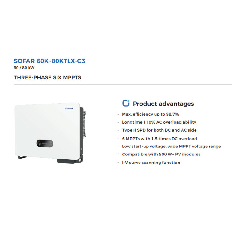 SOFAR on grid inverter SOFAR 60K~80KTLX-G3 THREE-PHASE SIX MPPTS รุ่น ...